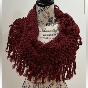 American Eagle Outfitters Deep Red Crochet Shawl